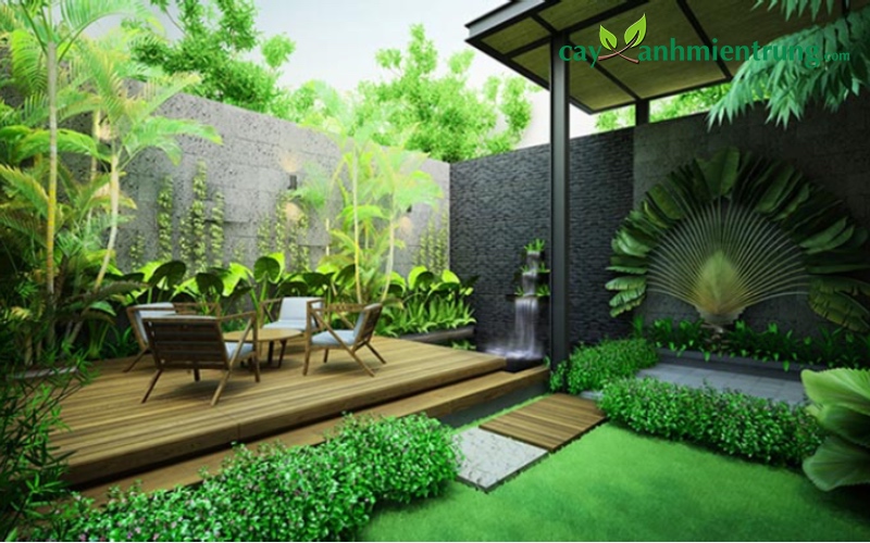 không gian xanh mát với 1 sân vườn đẹp